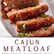 meatloaf glazed and garnished with chopped parsley and served on a white platter