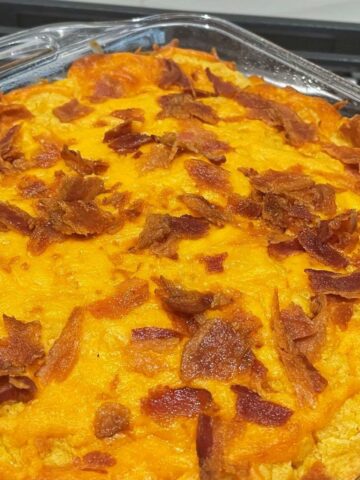 corn casserole with bacon and cheddar