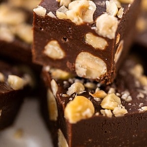 squares of fudge with nuts in them