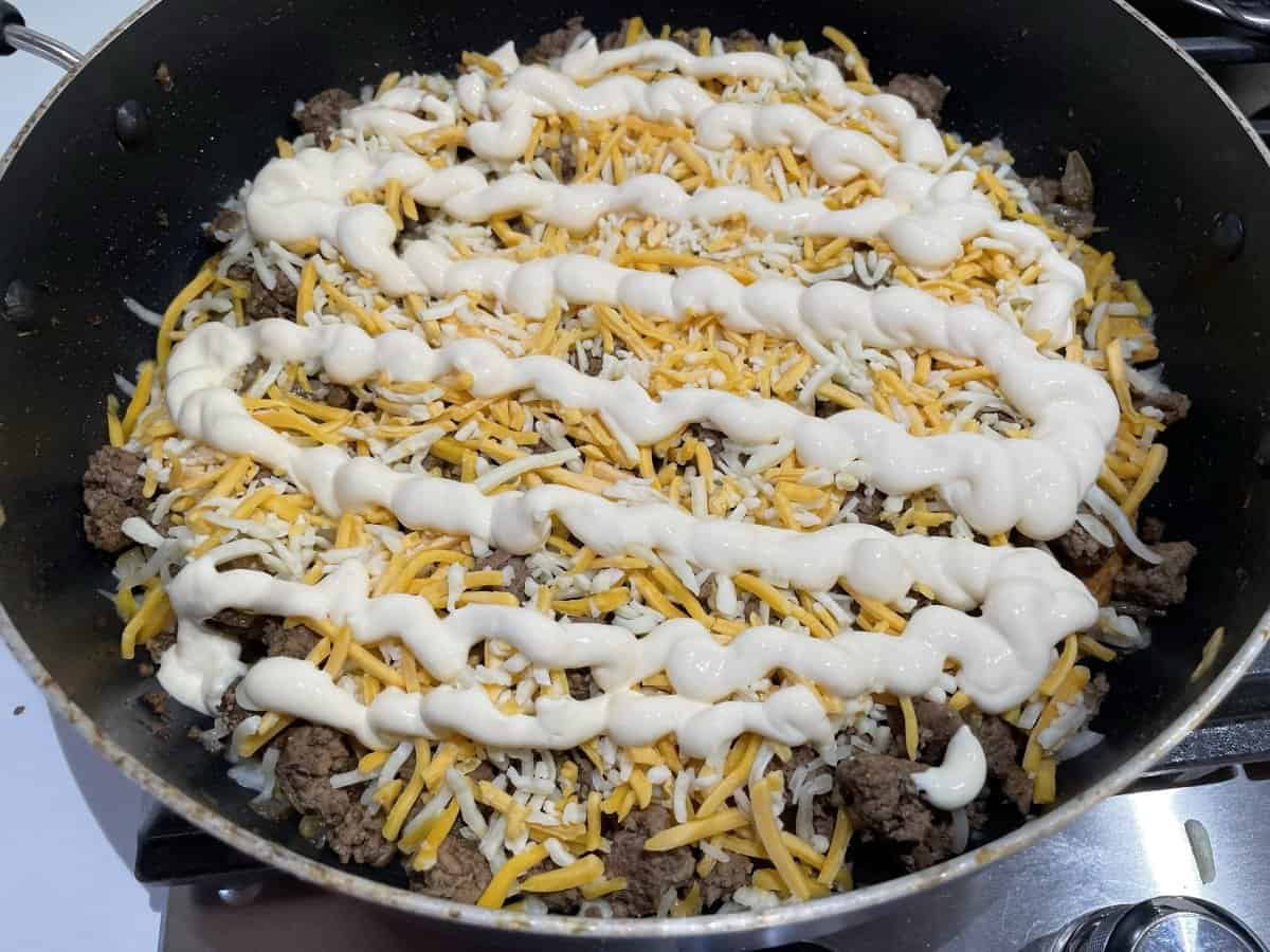 chilaquiles in a pan ready to cook