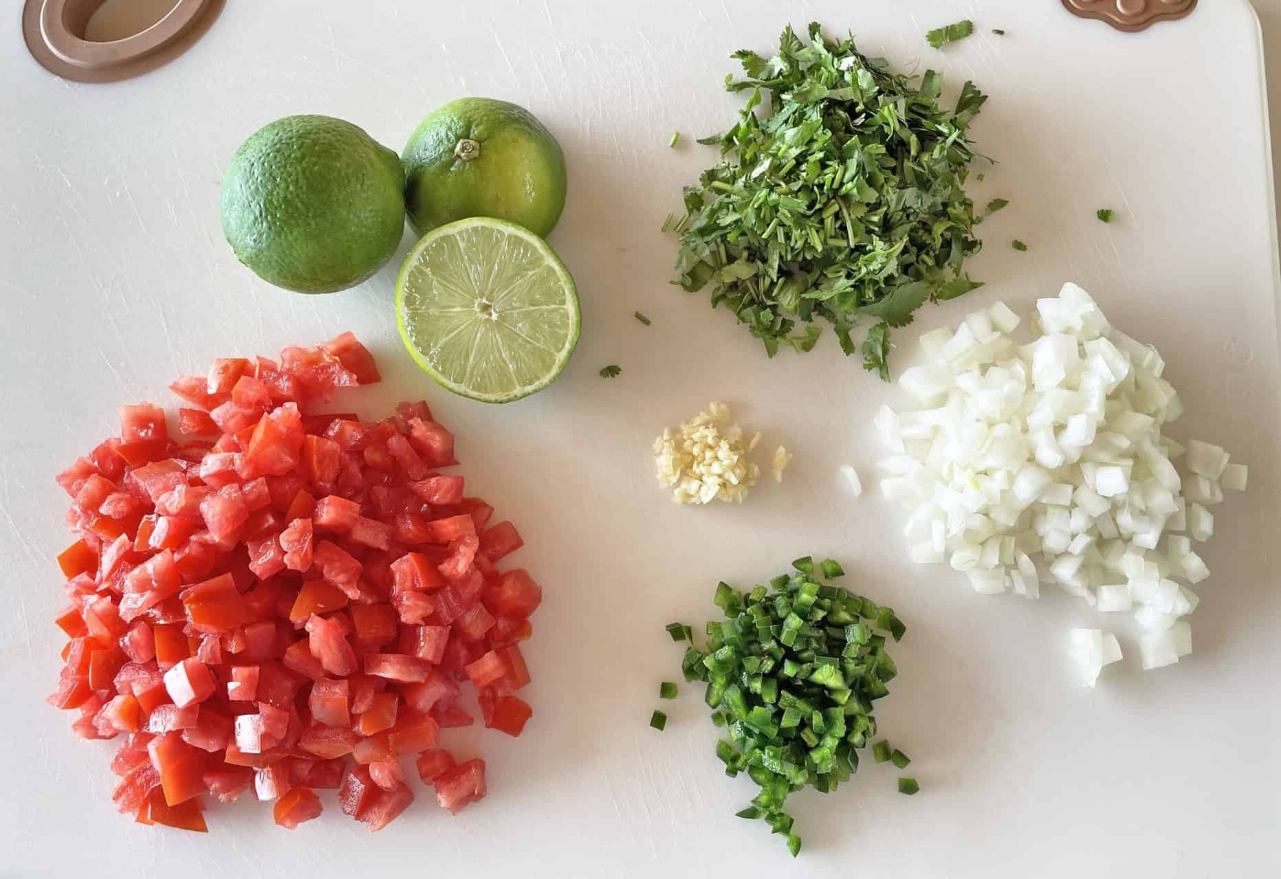 pico de gallo ingredients tomato lime cilantro garlic jalapeno and onion