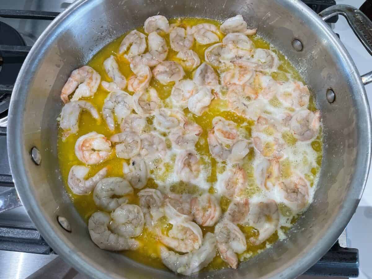 shrimp simmering in butter